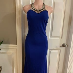 Women’s halter sleeveless blue dress size (S)